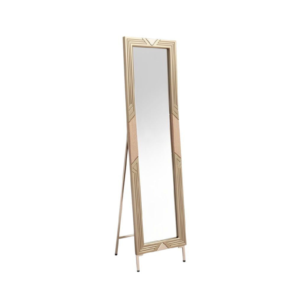 Elegant Freestanding Mirror with Geometric Frame Design